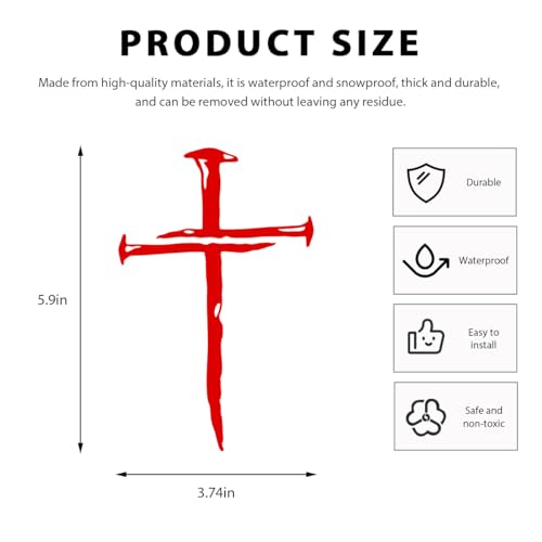 Image of DXNQ Car Cross of Nails Sticker, Bumper Christian Sign Cross with Nails Decal, Removable Waterproof Sticker for Car Truck Window Motorcycle Helmet Laptop, Car Accessories (Red)