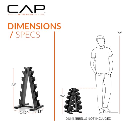 CAP Dumbbell Rack for Home Gym, 5-Tier Hex Dumbbell Weight Rack Stand, Heavy-Duty Steel Space-Saving Storage Rack, Red, Holds 5-25lb Pairs, 150lb Capacity by CAP - Image 4