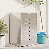Gecheer Mülltonnenlager mit Gas-Hebedeckel für 240L Tonne Silber, Müllbox Wetterfeste Mülltonnenbox für Campingplätze Bürokomplex Wohnanlagen42018689