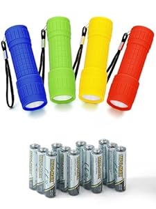 Yimorex Mini Taschenlampe LED 4 Stück, COB LED Taschenlampe, Klein Torch Tragbar mit Schlüsselanhänger für Camping, Outdoor, Dringend, Grillen. (Mit 12 AAA Batterien)