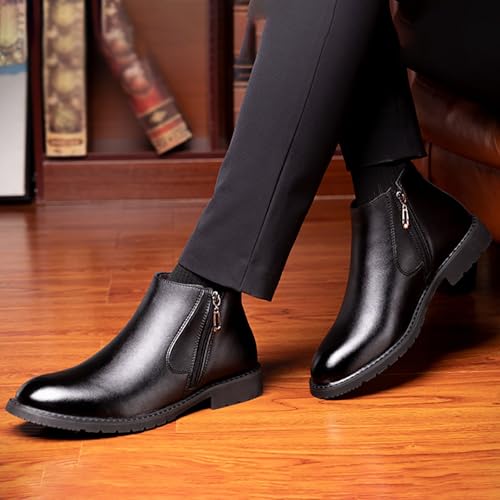 Men's Winter Wool-Lined Leather High-top Casual Dress Shoes, Premium Cowhide & Soft Wool Inside, Durable Anti-Slip Sole, Ideal for Casual Occasions4