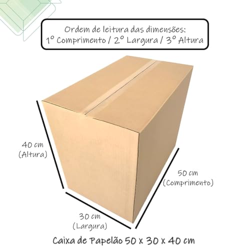 Pac 5 Caixas Resistentes de Papelão Medida 50x30x40 Para Mudanças (Sem Impressão)