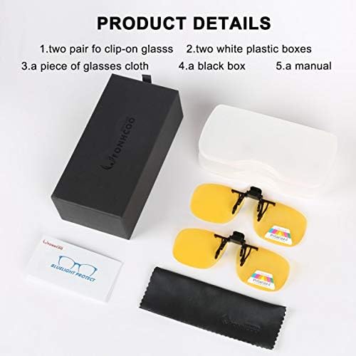 Miniatura 6 de FONHCOO Lentes de sol de conducción nocturna con clip, paquete de 2 lentes de visión nocturna sobre lentes graduados para mujeres y hombres (2