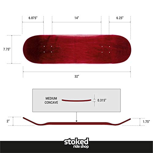 Stoked Ride Shop Blank Skateboard Deck Only | 7.75" (Red | Deck Only) - Thumbnail 7