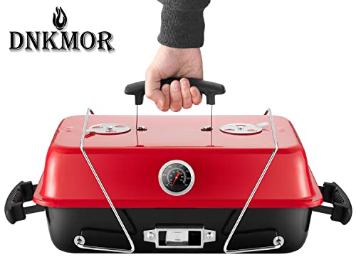 Portable Charcoal Grill, Tabletop Outdoor Barbecue Smoker, Small Bbq Grill For Outdoor Cooking Backyard Camping Picnics Beach By Dnkmor Red #TOP1
