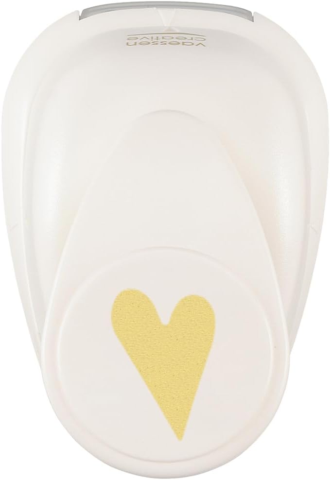Vaessen Creative Heart Motif Punch - 2.2 x 15 cm - Punch for Craft Paper, Coloured Paper, Scrapbook Paper or Decoupage Paper, White/Pink