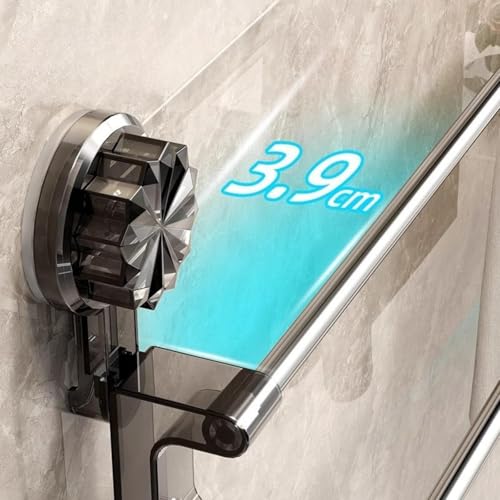 Image of REWOP No-Drill Towel Rack for Bathroom, Towel Holder in Bathroom, Wall Mounted Bathroom Towel Rack - Suction Cup Double Rod Wall Shelf for Towels & Clothes (23 Inch)