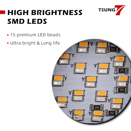 Image of TSUNG Universal Motorcycle LED Turn Signals Small Bullet Front Rear Blinkers Tail Lights for Cruiser Chopper Bobber Cafe Racer Street Bike (Red&Amber Light-Black)