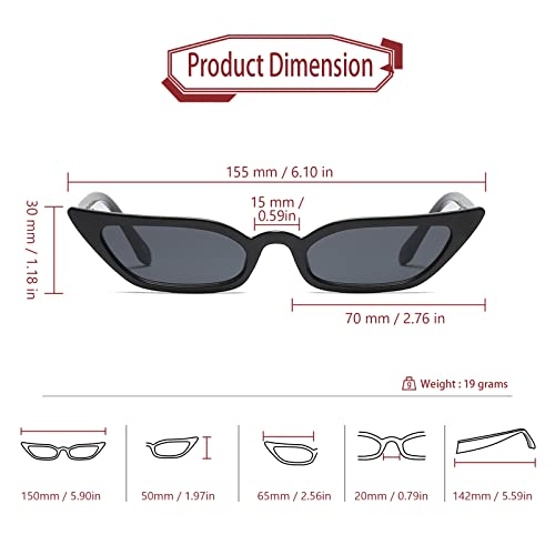 Freckles Mark 90s Vintage Retro Narrow Cat Eye Sunglasses for Women Small Fashion Sun Glasses2