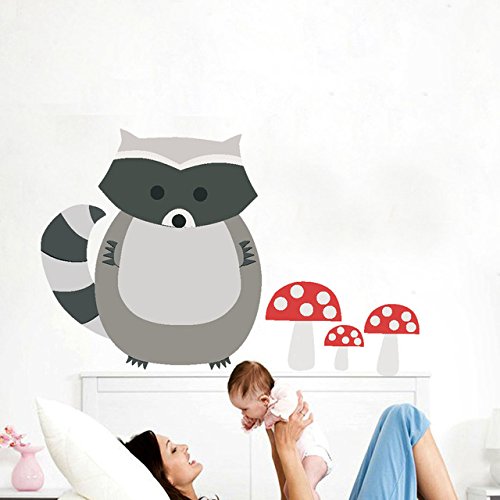 Cartoon Fox Wall Decal Woodland Animals Mushroom Art Wall Stickers