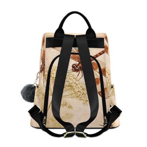 Image of ALAZA Watercolor Retro Dragonfly Dandelion Backpack Purse with Adjustable Straps for Woman Ladies