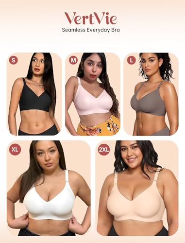 Vertvie Womens Wireless Bras No Underwire Push Up Bra Seamless Supportive Full Coverage Everyday Bras Regular and Plus Size