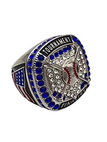 Discount Sports Rings HOME PLATE FINALIST RING — SILVER BODY, BLUE STONE — Premium Softball Baseball Ring/Player/Team Awards/Tournament Ring 1-5