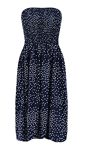 Image of Zyyfly Tube Top Dress Women Summer Beach Coverup Stretch Smocked Strapless Dress