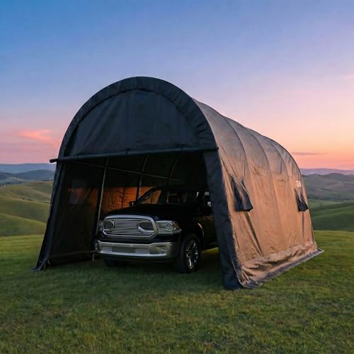 COBIZI Carport 10x20 FT Heavy Duty Portable Garage Storage Shelter Shed with All-Steel Metal Frame & Vents, Round Style Outdoor Storage Shed for Car, Truck, Boat, Patio Furniture Anti-Snow Waterproof
