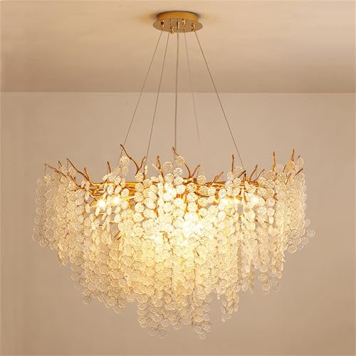 Lustre branche d'arbre de 100 cm en cristal et or 12 lumières
