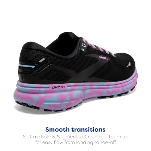 Brooks Brooks Women's Ghost 15 Neutral Running Shoe - Black/Chambray Blue/Cyclamen - 5 Medium