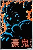 Street Fighter Akuma Flames Video Game Merchandise Video Gamer Gaming Capcom Classic Fighting Cool Psychedelic Trippy Hippie Decor UV Light Reactive Black Light Eco Blacklight Laminated Poster 12x18