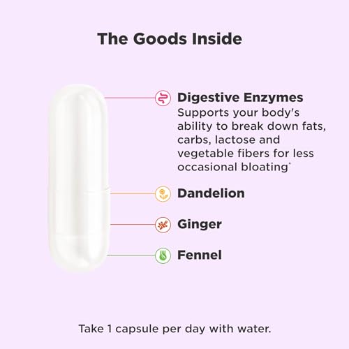 image for OLLY Beat The Bloat Capsules, Digestive Support Enzymes, Supplement fo