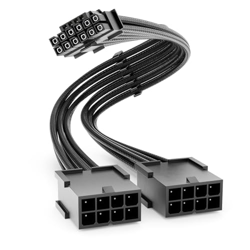 deleyCON 30cm Cable de Extensión PCIe 16pin (12+4) a 2x8(6+2pin) Hembra - Cable GPU PCI-E para Tarjeta Gráfica GeForce RTX 3090Ti/4070Ti/4070/4080/4090/5070
