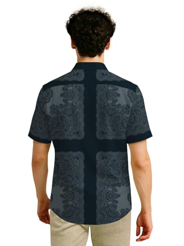 Image of BULLMER Trendy Regular Fit Cotton Blend Printed Casual Half Sleeve Shirt for Men | Stylish Mens Casual Shirts | Shirts for Men