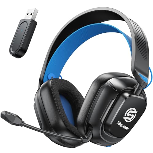 Image of 2.4GHz Wireless Gaming Headset for PC, PS5, PS4, Switch & Mac, Bluetooth Headset with Noise Canceling Microphone, Low-Latency Stereo Audio, 50mm Drivers, Up to 50H Battery, Spectral Blue