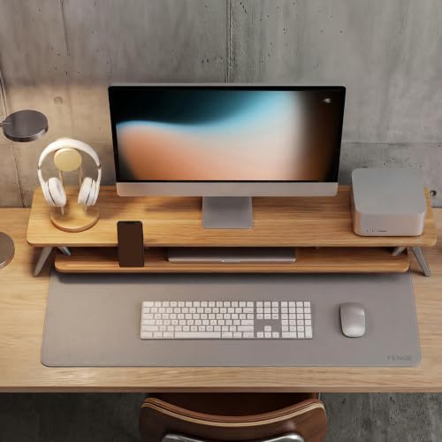 Fenge Stojak na monitor, do laptopa, PC, TV, stojak na monitor, ciemny dąb, 108 cm