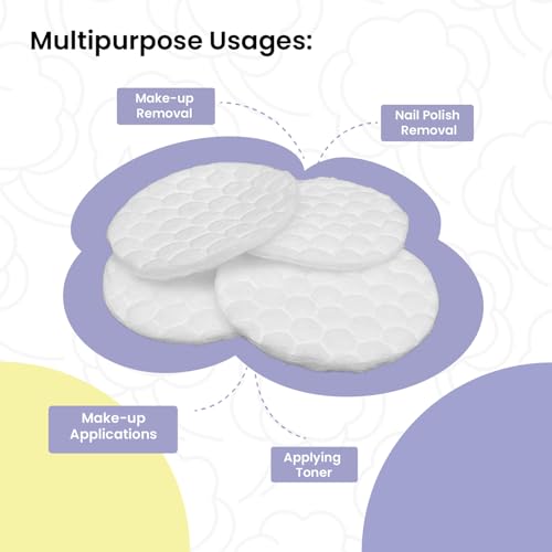 Image of Nevae Multipurpose Cotton Pads 120 Pcs, 100% Cotton, Embossed Double Sided, for Skin Cleaning, Eye & Face Makeup Removal, Nail Polish Removal, Soft Round Facial Cotton Pads (20 Pcs (Pack of 6))