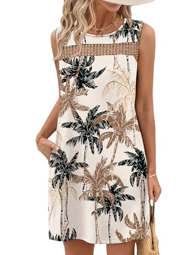 Image of WIHOLL Summer Dresses for Women 2026 Beach Vacation Spring Fashion Clothing Lace Mini Tank Dress with Pockets