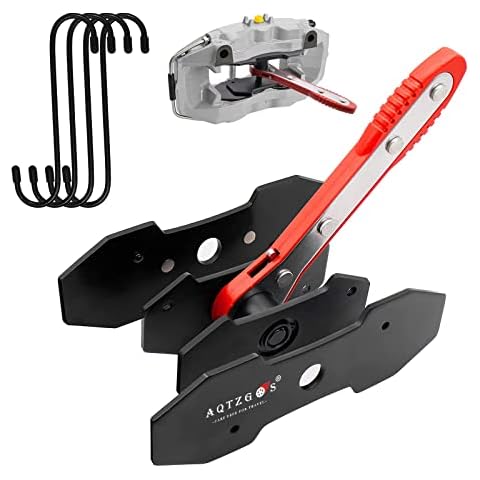 AQTZGOS Brake Caliper Press Fitting Tool Brake Caliper Compression Tool 360° Adjustable, Ratcheting Brake Caliper Piston Expander Tool with 4pcs Caliper Hook for Brake Piston Disc Brakes(Red) Cover