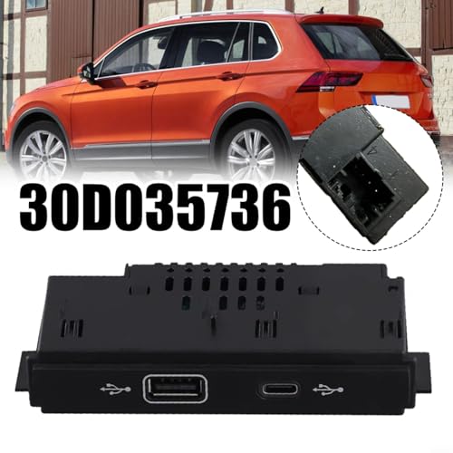 Puerto USB frontal con carga rápida PD para Tiguan Mk2, adaptador ABS negro 5