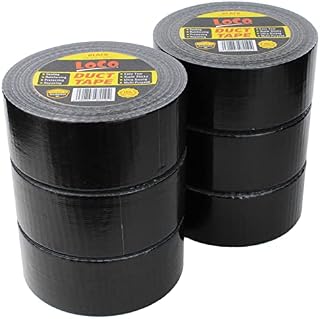 Black Duct Tape - Pack of 6-48mm x 50m Extra Strong Adhesive Water Resistant Gaffer Tape, Heavy Duty Sticky Cloth Tape by Loco