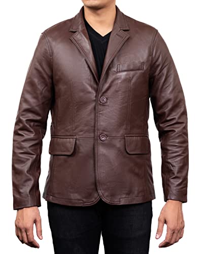 Image of Jild Lambskin Leather Jacket Men Casual Coat - Notched Collar Classic Bond's Style Ultimate Leather Blazer for Men