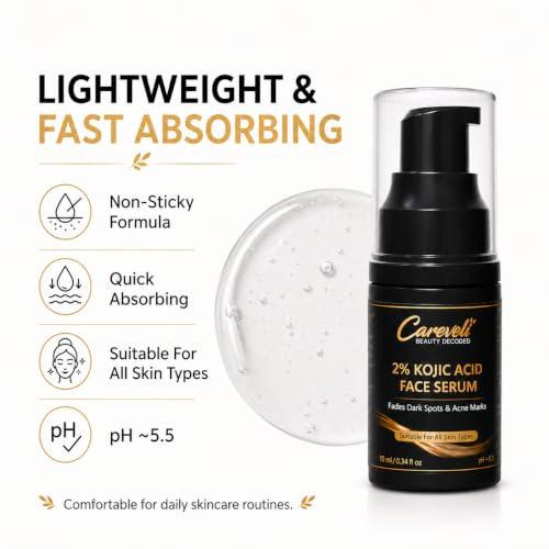 Image of 2% Kojic Acid Face Serum with 2% Alpha Arbutin, 4% Niacinamide, 2% Tranexamic Acid, 1% Licorice Extract, <1% Hyaluronic Acid & 0.5% Madecassoside | Face Serum for Dark Spots Appearance, Acne Marks, Pigmentation, Uneven Skin Tone & Glow | Lightweight & Non-Sticky (10 ml)