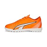 PUMA Play Turf Training Sneaker, Ultra Orange-White-Blue Glimmer, 5 US Unisex Big Kid