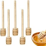 5 Pack 6 Inch Mini Wooden Honey Dipper Sticks Honey Dippers Jam Muddler Syrup Stirrer Honey Stick for Honey Jar Dispense Drizzle Honey