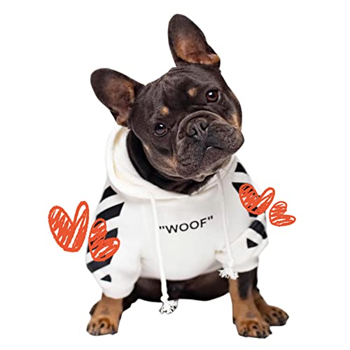 Chochocho Stylish Dog Hoodie Dog Clothes Streetwear Cotton Sweatshirt Fashion Outfit For Dogs Cats Puppy Small Medium Large (S, White) #TOP5