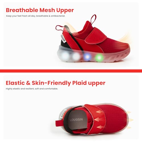 LOUGSIN Girls Light Up Shoes Running Sneakers for Toddler Red 8 by LOUGSIN - Used condition - Image 4