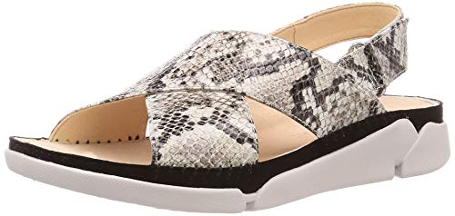 Clarks Tri Alexia  Sandalias de Talón Abierto Mujer  Beige (Grey Snake Grey Snake)  42 EU