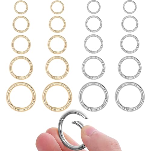 ChAusa 20 Piezas Mosquetón Redondo, Junta Tórica del Resorte del Mosquetón, Gancho de Resorte de Aleación de Zinc, Adecuado para Llaveros, Bolsos, Accesorios de Joyería, Accesorios Artesanales