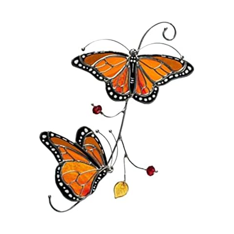 Stained Glass Window Suncatcher, 2 Butterfly Suncatcher for Window Hanging Colorful Pendant Ornament Sun Catchers Indoor Window Home Garden Christmas Party Wedding Decoration (Yellow) Cover