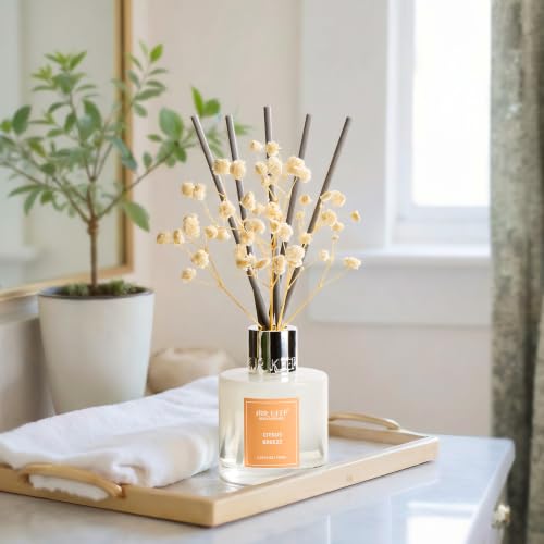 Image of Airkeep Reed Diffuser Set,3.38 fl oz (100 ml) - Citrus Breeze Oil Diffusers with 8 Reed Sticks, Home Fragrance Reed Diffuser for Bathroom Shelf Decor