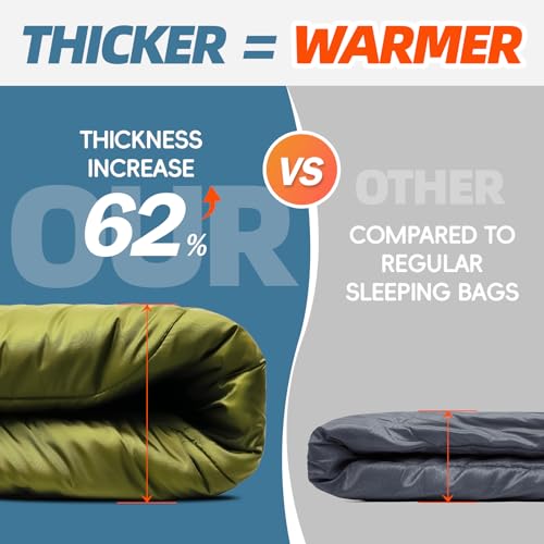 MEREZA Sleeping Bag for Adults Mens, Cold Weather Sleeping Bags XL Queen Size Sleeping Bag with Compression Sack for All Season Camping Hiking Backpacking by MEREZA - Image 4