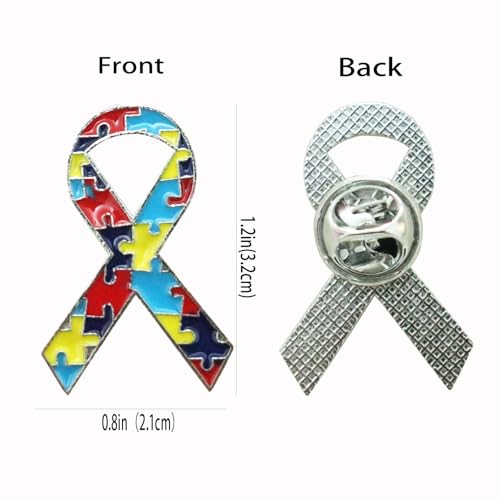 Image of Awareness Enamel Lapel Pin - Nickel and Gold Plated Ribbon Pin - Prevention and Awareness Ribbon - Jewelry Brooch Pin with Secure Clutch Back