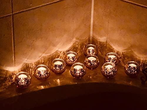 Volens 8541837587 Round Gold Votive Candle Holders, Mercury Glass Candle Holder Set Of 12 thumb #7