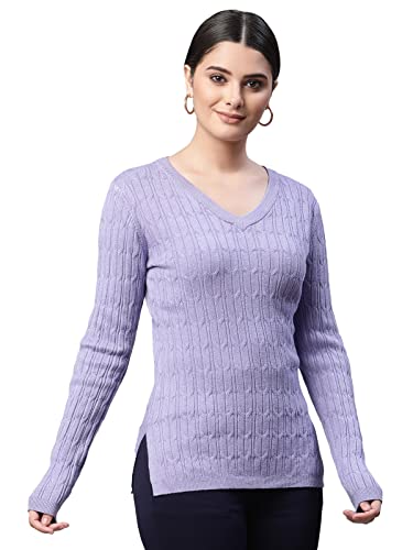 Image of Global Republic Acrylic Regular Fit V-Neck Full Sleeves Pullover for Women