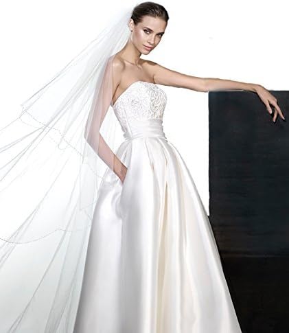 Gogh 1/2Tiers Cathedral Wedding Bridal Veil With Embellished Bling Beaded Edge 112