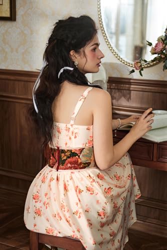 Image of Scarlet Darkness Women's Floral Midi Dress Corset Sundresses 2026 Summer Spring Vacation Milkmaid Dresses