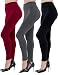 Dimore Womens Fleece Lined Leggings High Waist-Stretch Leggings Pants Thick Tights (Black+Grey+Wine/3Pcs)