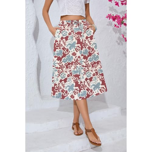 Image of Witsmile Women's Summer Pleated High Waisted Casual Flowy Skirt Pockets